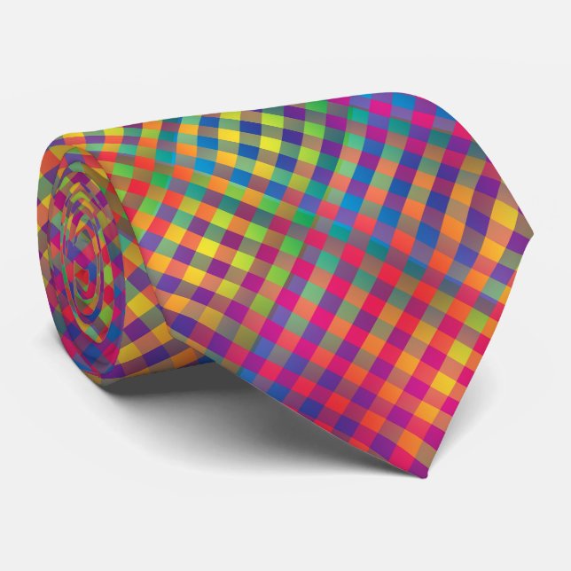 Gravata Colorful Checker Abstract Pattern (Rolled)