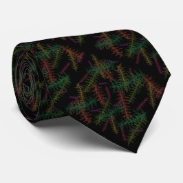 Gravata Colorful Fallen Leafy Repeating Pattern On Black