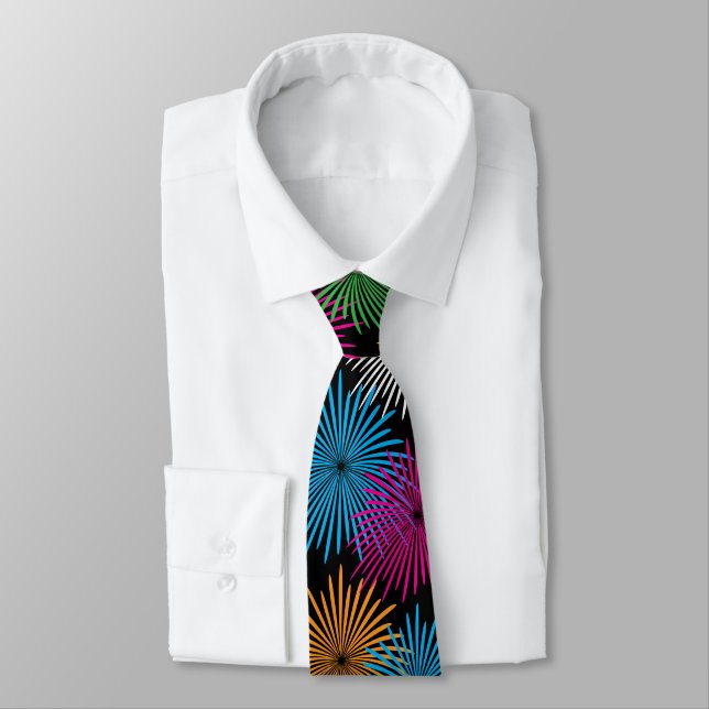 Gravata Colorful fireworks display party neck tie (Amarrado)