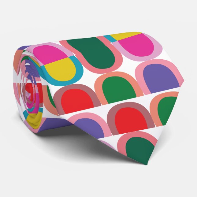 Gravata Colorful Half Circle Geometric (Rolled)