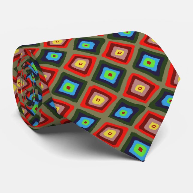 Gravata Colorful Hand Drawn Diamond Pattern (Rolled)