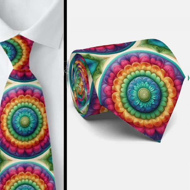 Gravata Colorful Tie | Rainbow Wheel Neck Tie (Criador carregado)
