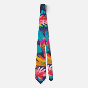 Gravata Colorida Abstrato Floral Tie Bold Modern Tie Homen