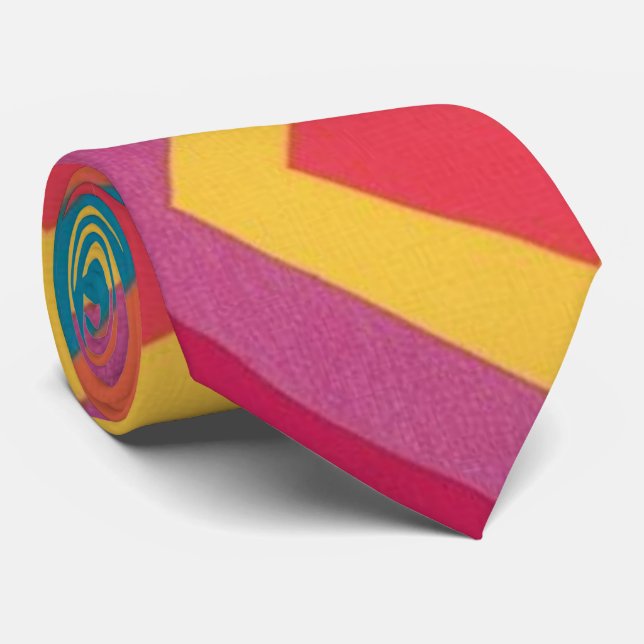 Gravata Colorida Abstrato Groovy Neck Tie (Rolled)