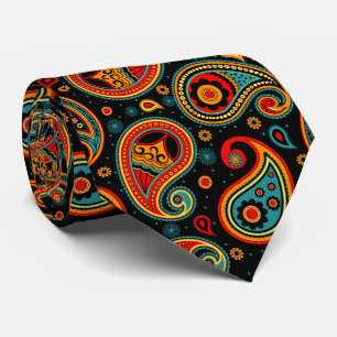 Gravata Colorida elegante padrão paisley colorido