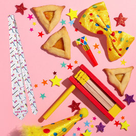 Gravata Colorida Grogger Hebraico Feliz Tie Purim