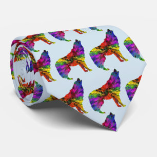 Gravata Colorida Howling Wolf Design Necktie