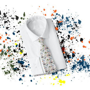Gravata Colorida Paint Splatters Moderna Abstrato