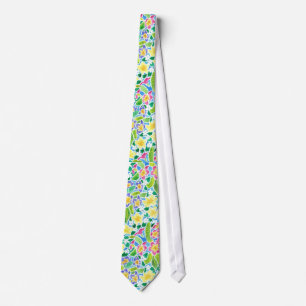 Gravata Colorida Primavera Primroses Necktie