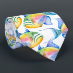 Gravata Colorir Coloração do Pescoço Tropical<br><div class="desc">Uma gravata colorida do pescoço projetada usando minha rainha da cor d'água original aciona peixes em tons coloridos de arco-íris. Para comprar mais presentes de peixes tropicais,  visite www.zazzle.com/dotellabelle</div>