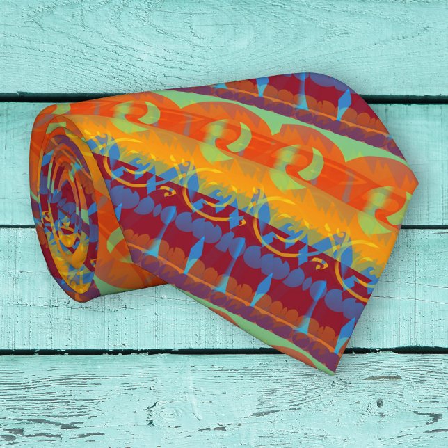 Gravata Colorir Coloração do Rastreio Artístico (Tie featuring a modern artistic and colorful stripe pattern.)