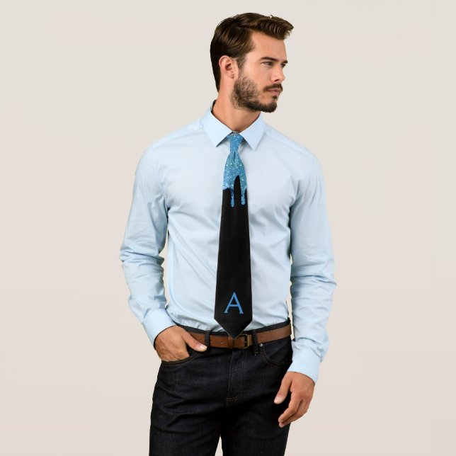 Gravata Coluna Azul Escuro Coleta Derramada Coluna Preta M (In Situ)