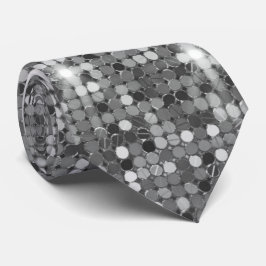 Gravata Coluna de Grelha Silver Sparkle Sequin Disco Glam