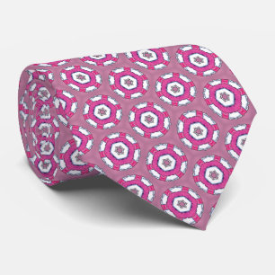 Gravata Coluna do Pescoço, Cor-de-Rosa e Branco, Ilustrada