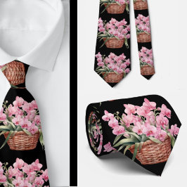 Gravata Coluna do Pescoço das Flores Orquídeas Rosa