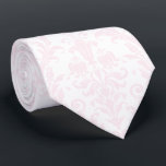 Gravata Coluna do Pescoço do Casamento tema damasco Floral<br><div class="desc">Uma gravata cor-de-rosa pincelada no pescoço,  com um padrão de folha de acanthus rosa pincelado contra um fundo branco puro. Faz uma gravata de excelente e padrinho de casamento no pescoço.</div>