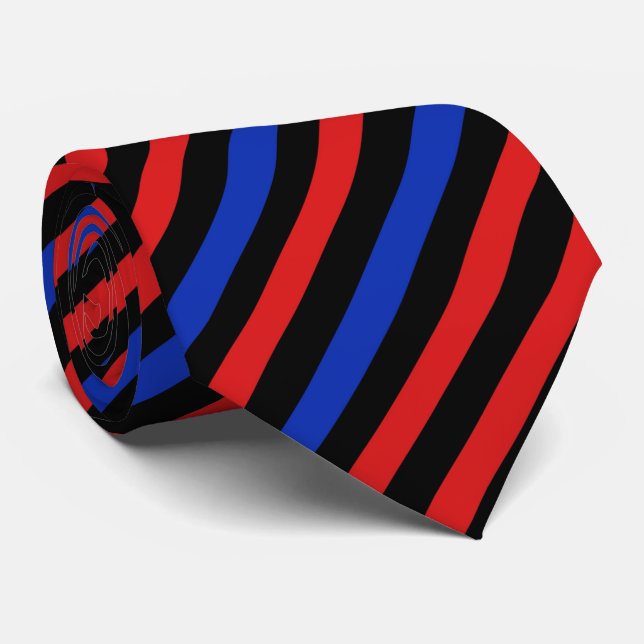 Gravata Coluna do Pescoço Vermelho, Preto e Azul (Rolled)