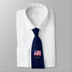 Gravata com a bandeira americana monogramada
