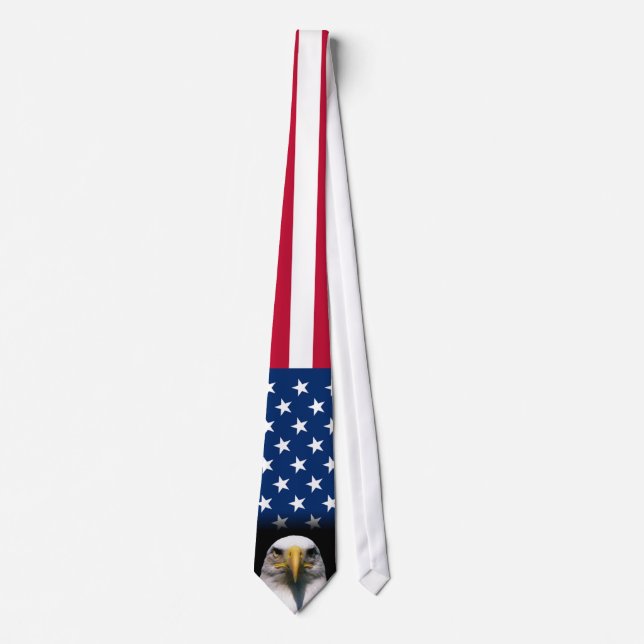 Gravata com Águia Americana e Bandeira dos EUA (Frente)