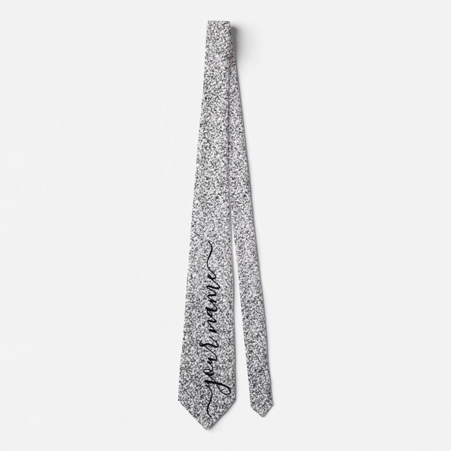 Gravata com Brilho de Prata Personalizada (Frente)