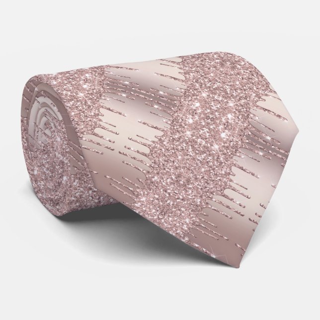 Gravata com Brilho em Rosa Dourado (Rolled)