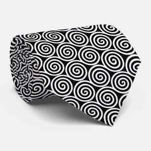 Gravata com Círculos em Espiral Abstratos em Preto