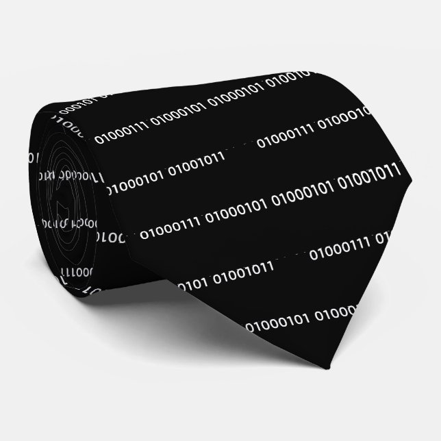 Gravata com Código Binário para Geek Engraçado (Rolled)