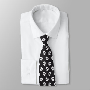 Gravata com desenho de caveira preto e branco para