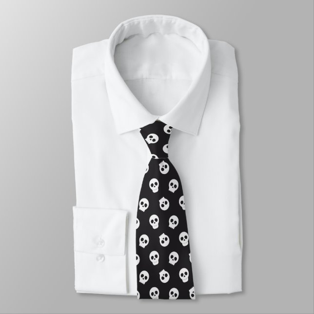 Gravata com desenho de caveira preto e branco para (Amarrado)
