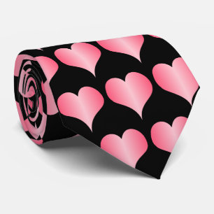 Gravata com Desenho de Corações Cor-de-Rosa