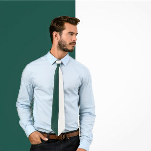 Gravata com Design de Cores Divididas Verde e Bran
