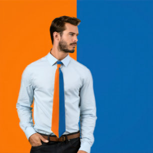 Gravata com Design de Cores Laranja e Azul Dividid