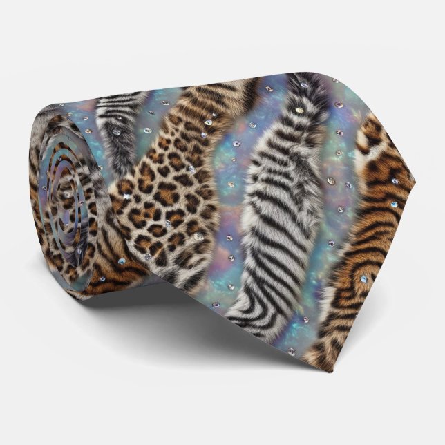Gravata com estampa de animal selvagem com manchas (Rolled)