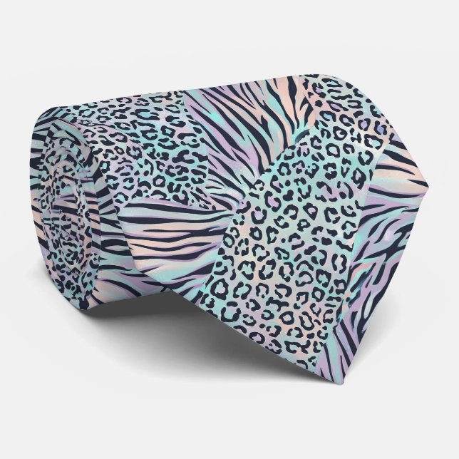 Gravata com estampa de animal selvagem com manchas (Rolled)