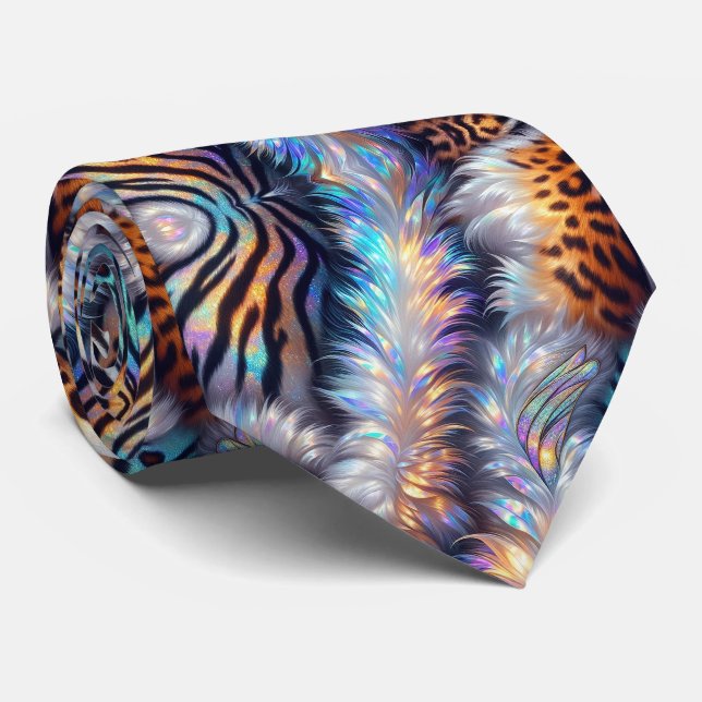 Gravata com Estampa de Animal Selvagem com Pontos  (Rolled)