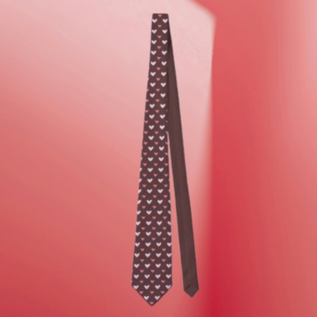 Gravata com Estampa de Corações - Corações Rosa (Criador carregado)