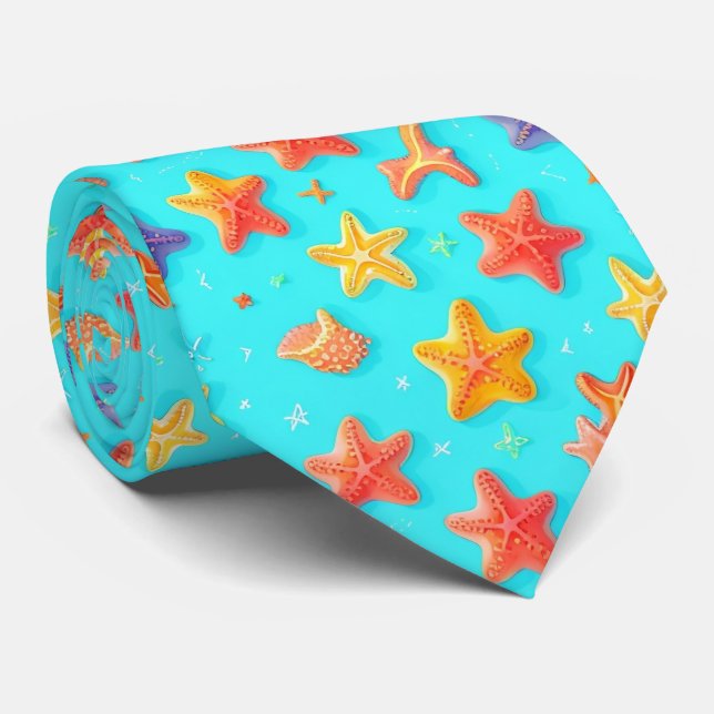 Gravata com Estampa de Estrela-do-Mar (Rolled)