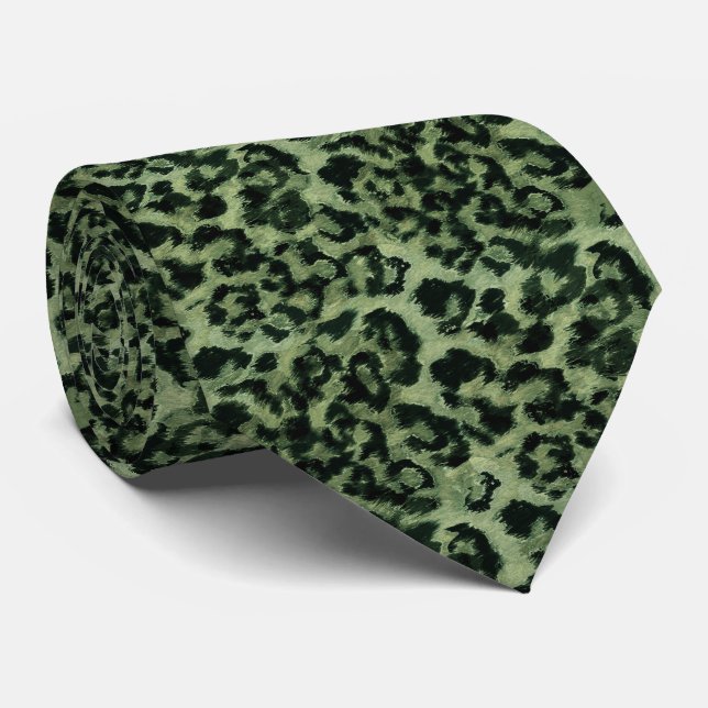 Gravata com estampa de leopardo - estampa animal m (Rolled)