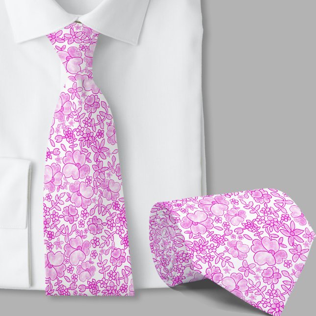 Gravata com Estilo de Padrão Floral Rosa (Criador carregado)