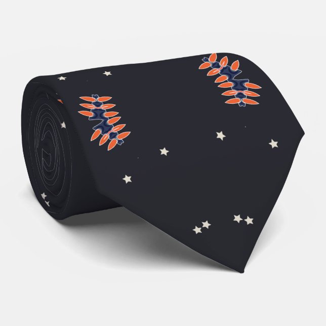 Gravata com Estrelas e Padrão de Espaçonave Única (Rolled)