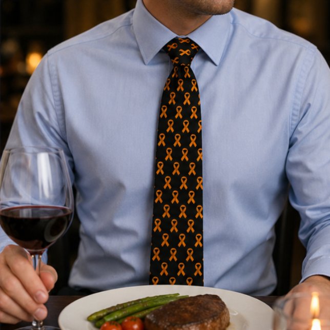 Gravata com Fita Laranja de Conscientização da Esc (Multiple Sclerosis Awareness Orange Ribbon Necktie)