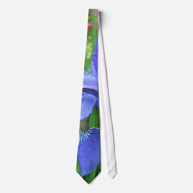 gravata com flor de íris azul (Frente)