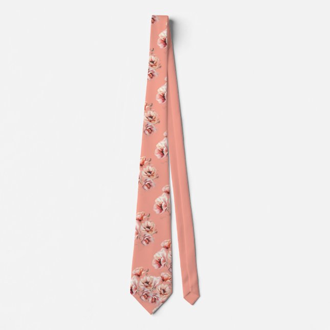 Gravata com flores cor-de-rosa (Frente)