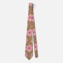 Gravata com Flores Cor-de-Rosa e Listras