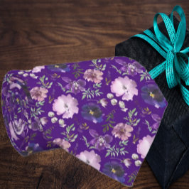 Gravata com Flores de Padrão de Índigo Roxo