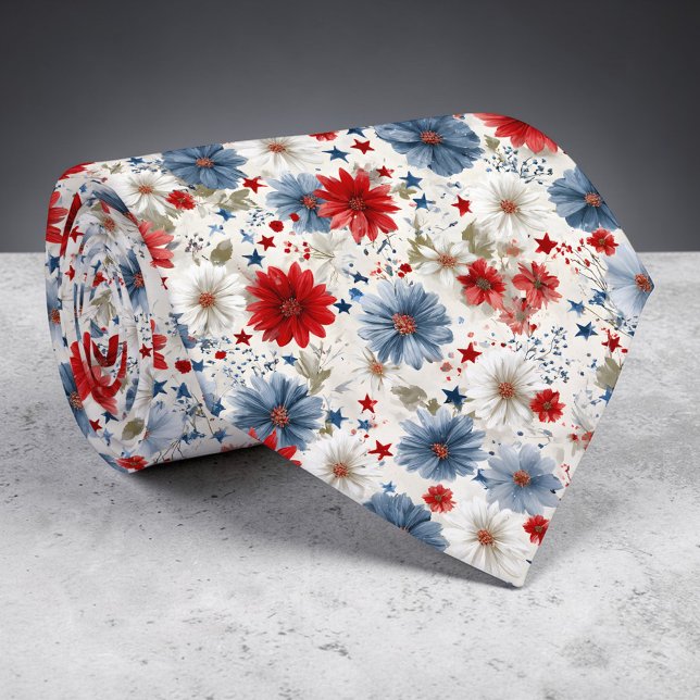 Gravata com flores patrióticas para o feriado de Q (Criador carregado)