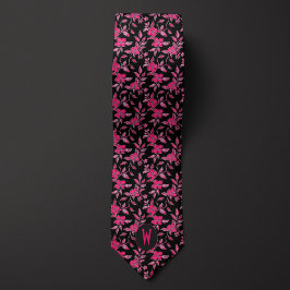 Gravata com Flores Rosa Bege sobre Preto