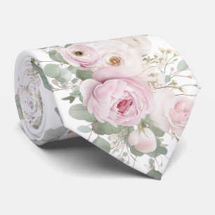 Gravata com flores rosa pálido