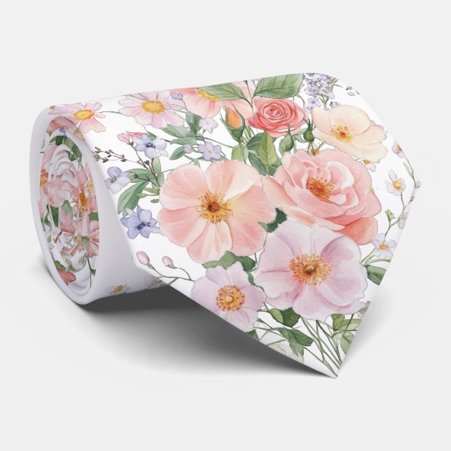 Gravata com flores silvestres pastel (Rolled)