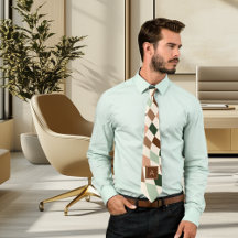 Gravata com Monograma em Xadrez Neutro Deformado